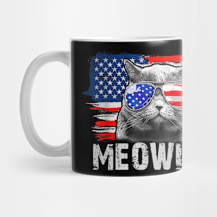 Cat Patriotic 4th Of July Meowica American Flag Sunglasses Mug